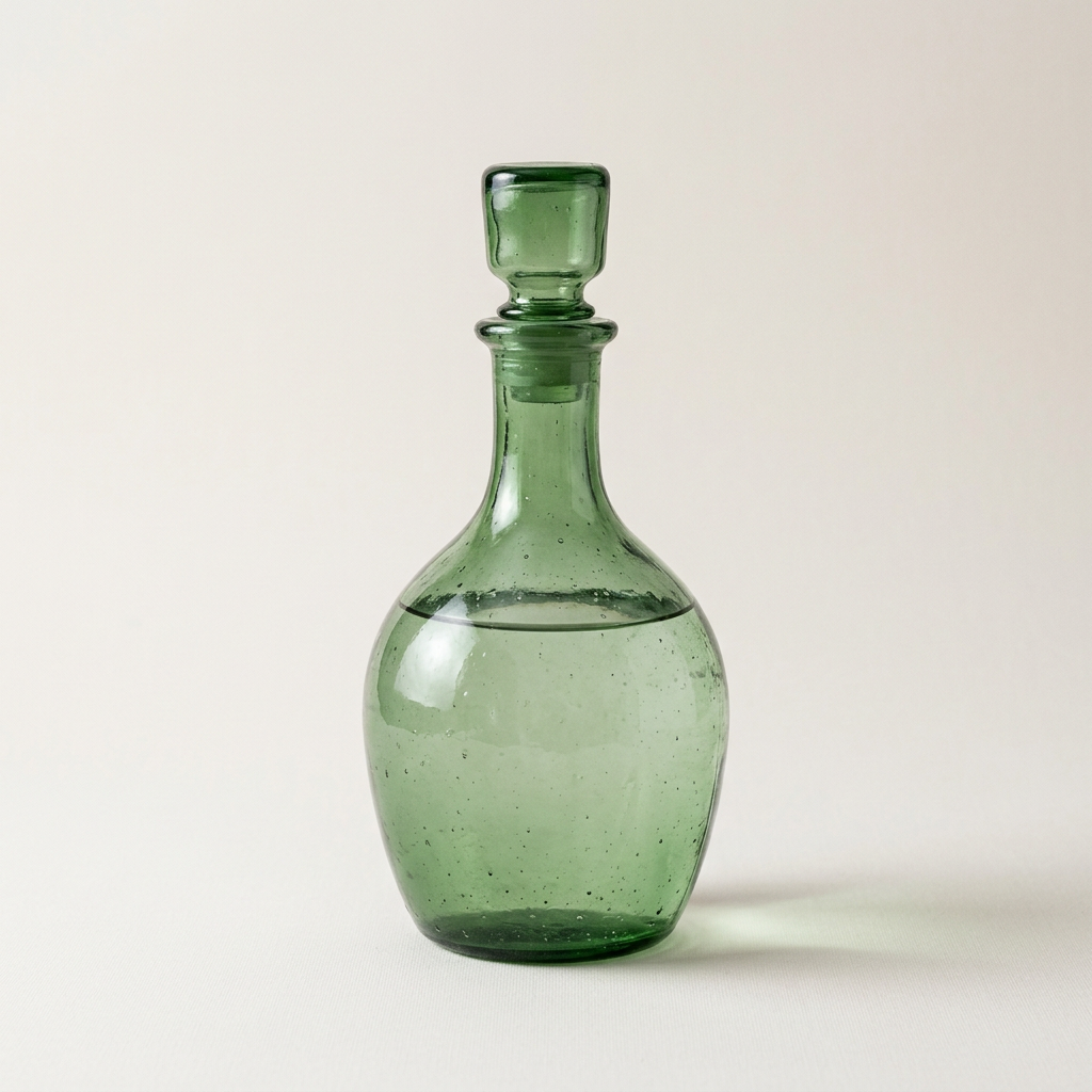 Une carafe en verre vert
