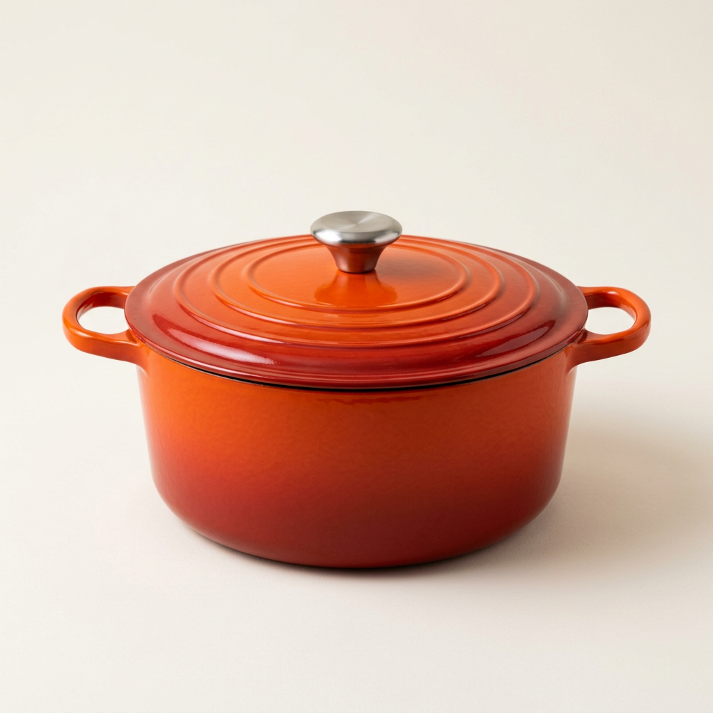 Une cocotte en fonte orange